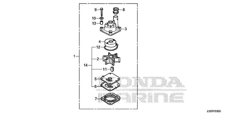 Honda BF100A / Fop-3 Repair Водяной насос Complect 