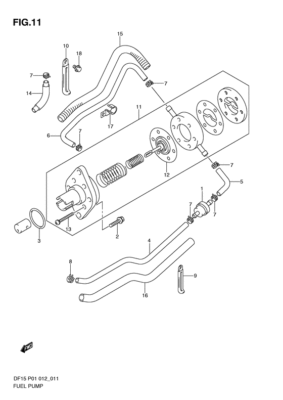 Suzuki DF15(P01) prd / Топливный насос 