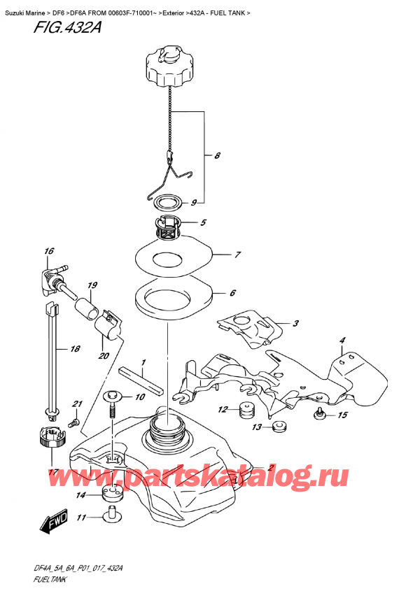Suzuki DF6 AS / AL FROM 00603F-710001~ / 432A - Топливный бак 