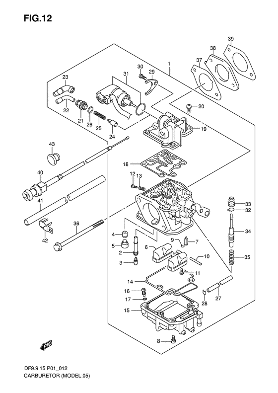 Suzuki DF9.9RSK7(P1) K7 / Карбюратор