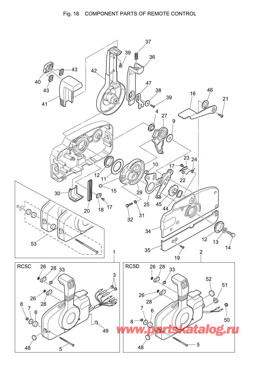 Tohatsu 25-JET (002-21025-0AE) / Fig-18 детали и запчасти Of Дистанционное управление