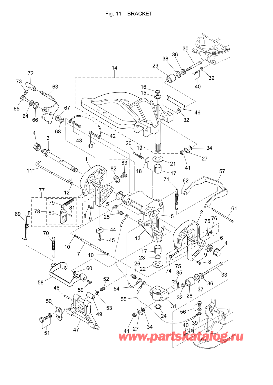 Tohatsu M-25H (002-21025-0AE) / Fig-11 Кронштейн 