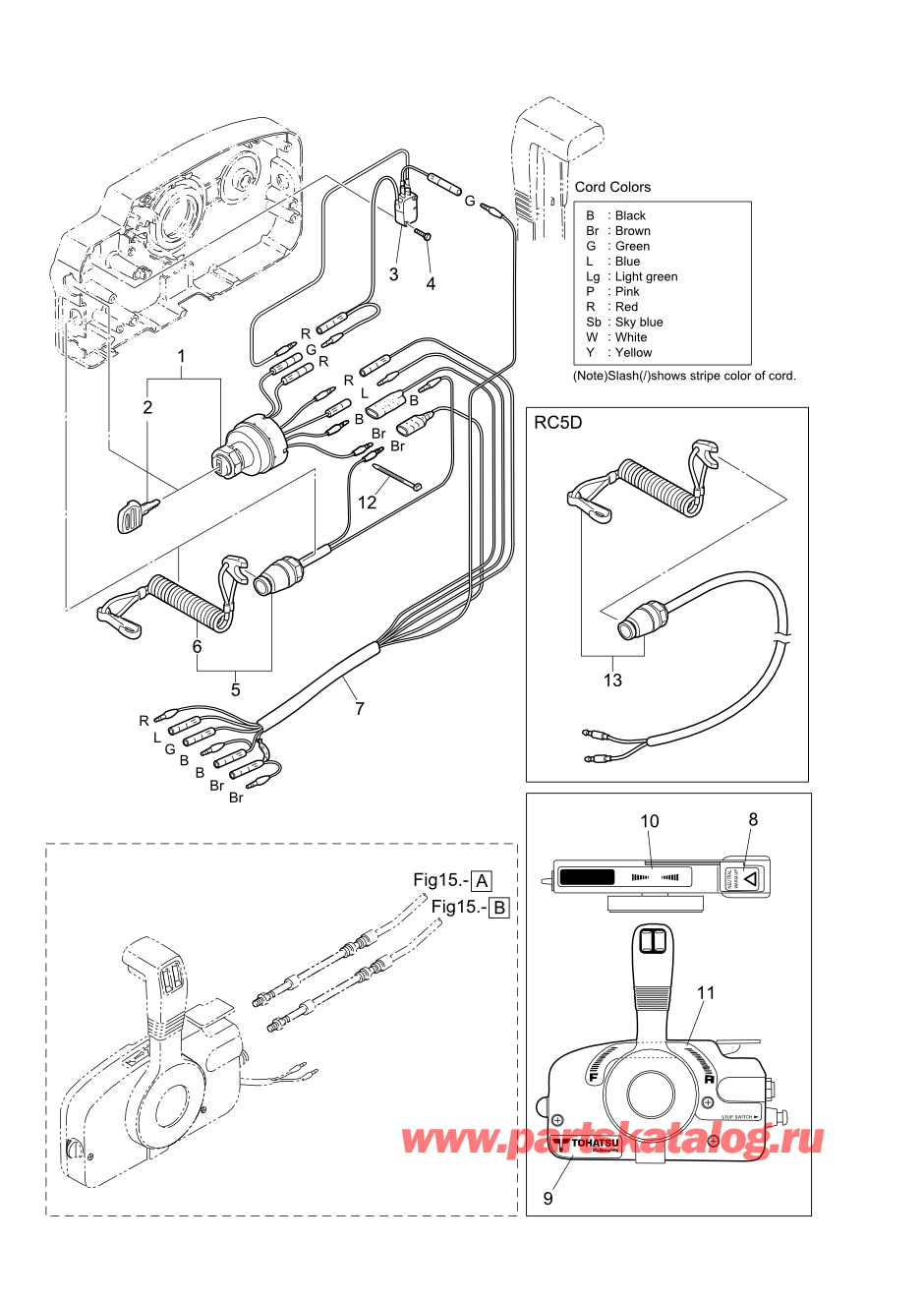 Tohatsu M-25H (002-21025-0AF) / Fig-19 детали и запчасти Of Дистанционное управление (Электрические части) 