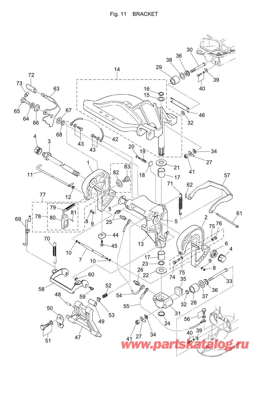 Tohatsu M-30H (002-21025-A) / Fig-11 Кронштейн 