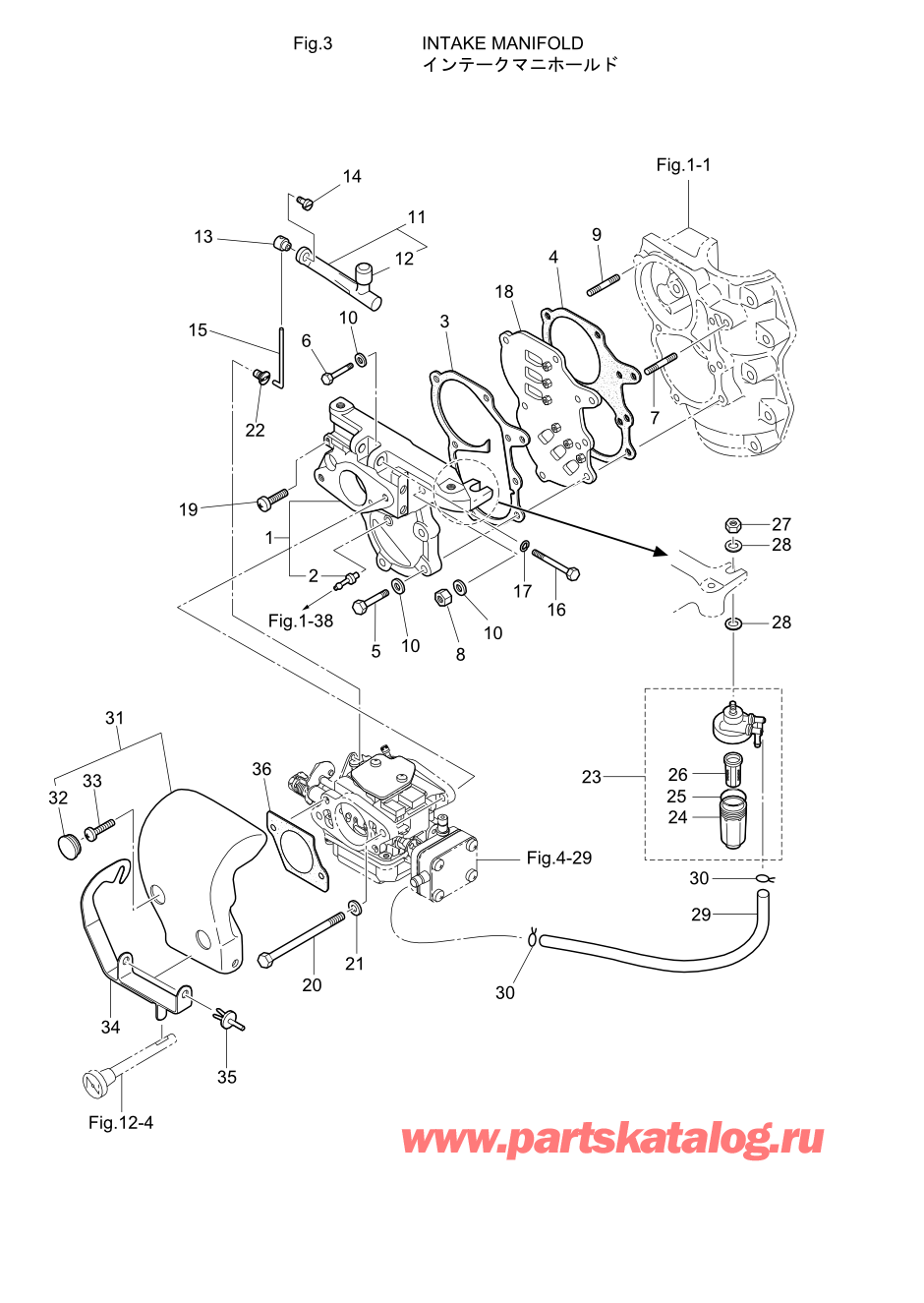 Tohatsu M15D2 (002-21043-9) / Fig.03 Впускной коллектор 