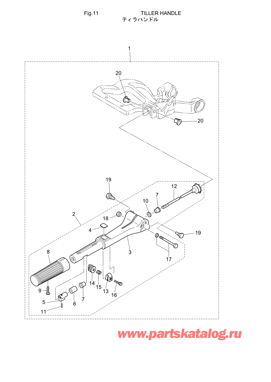 Tohatsu M15D2 (002-21043-9) / Fig.11 Румпель 