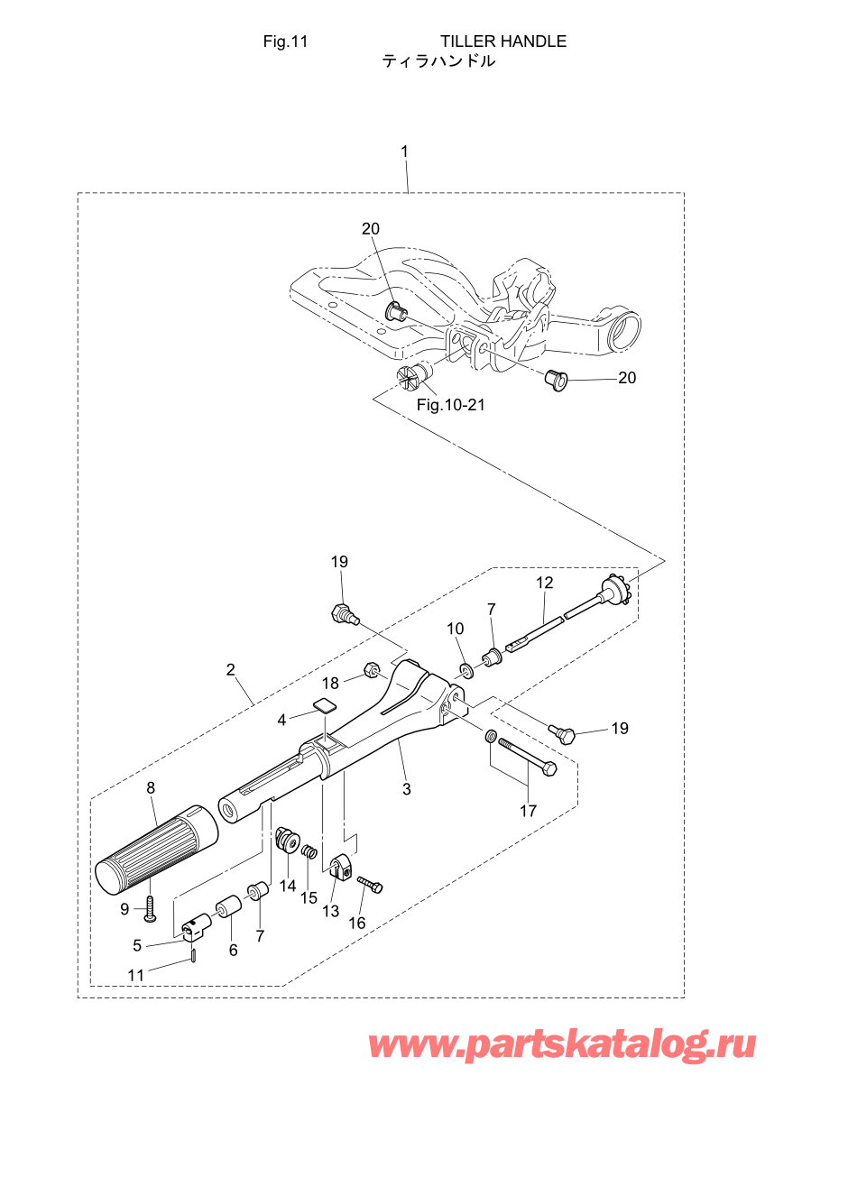 Tohatsu M15D2 (002-21043-A) / Fig.11 Румпель 