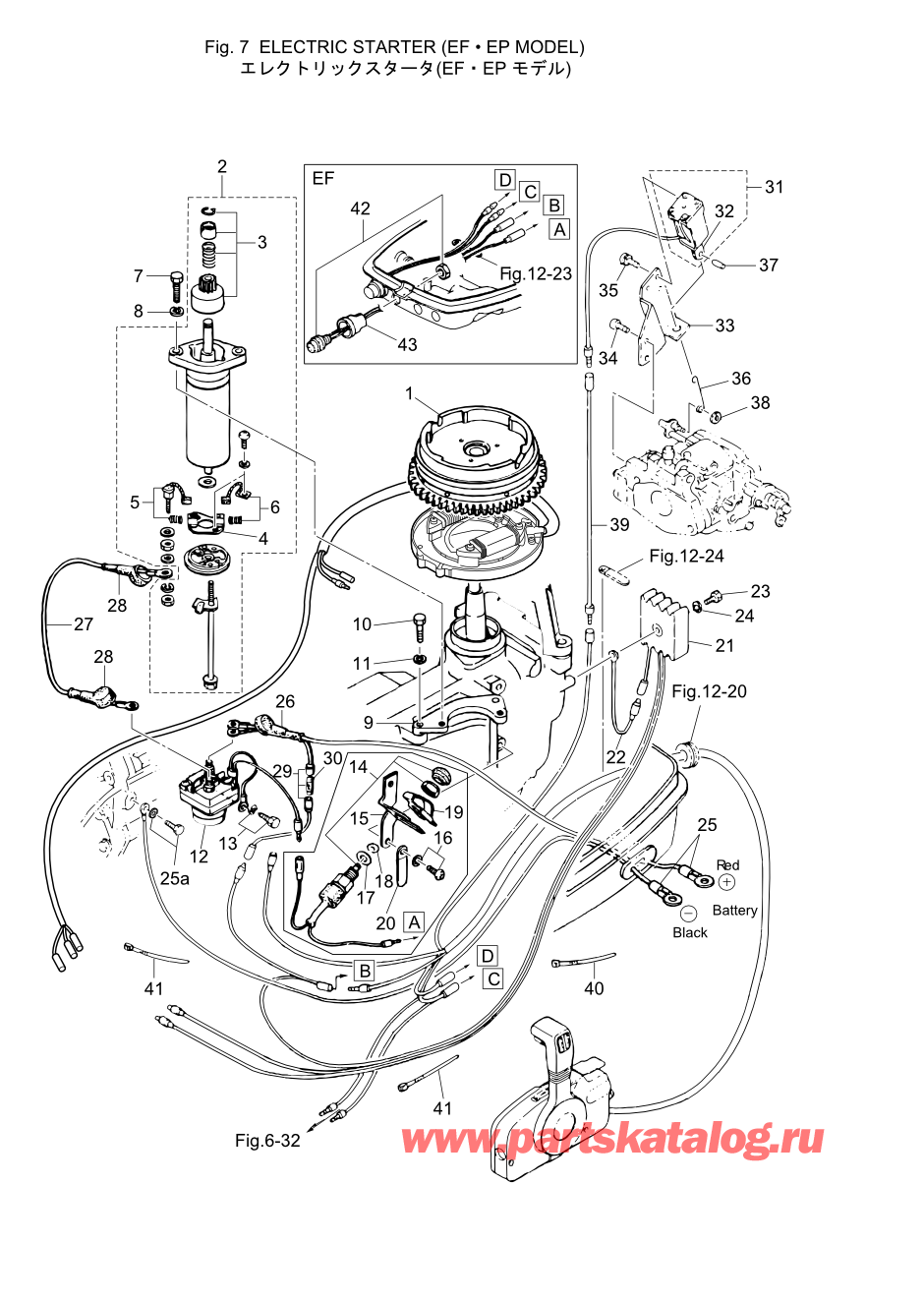 Tohatsu M15D2 (002-21043-0AE) / Fig.07 Электростартер (ef / ep Model) 