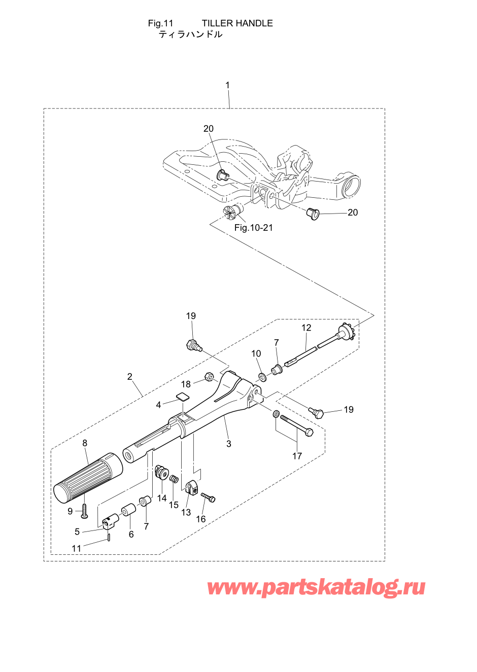 Tohatsu M15D2 (002-21043-0AE) / Fig.11 Румпель 