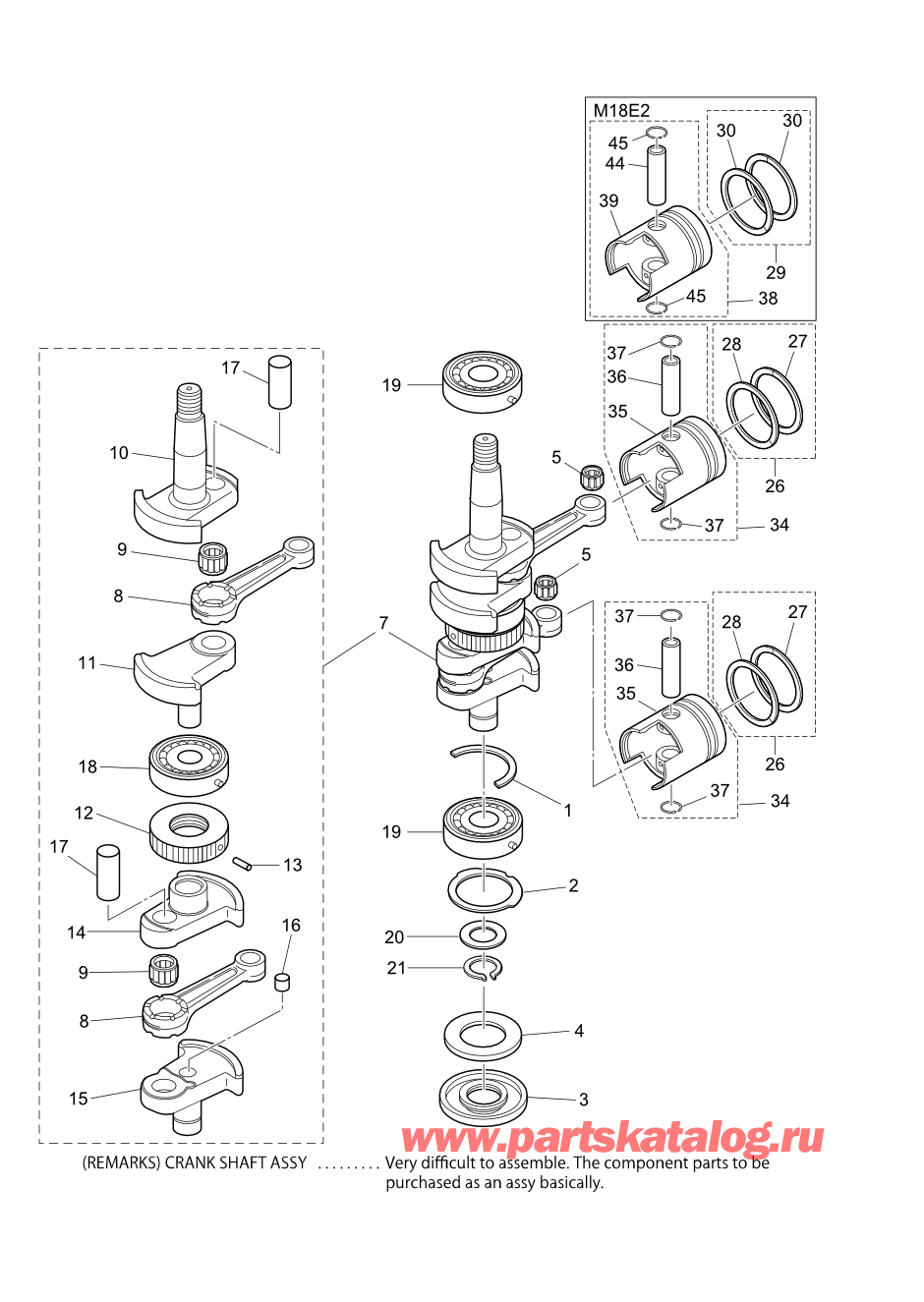 Tohatsu M15D2 (:002-21043-0AF) / Fig.02 Поршень / Коленвал 