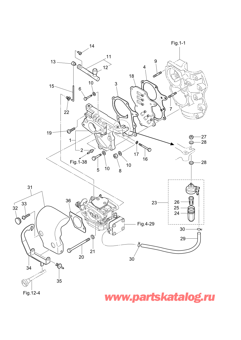 Tohatsu M15D2 (:002-21043-0AF) / Fig.03 Впускной коллектор 