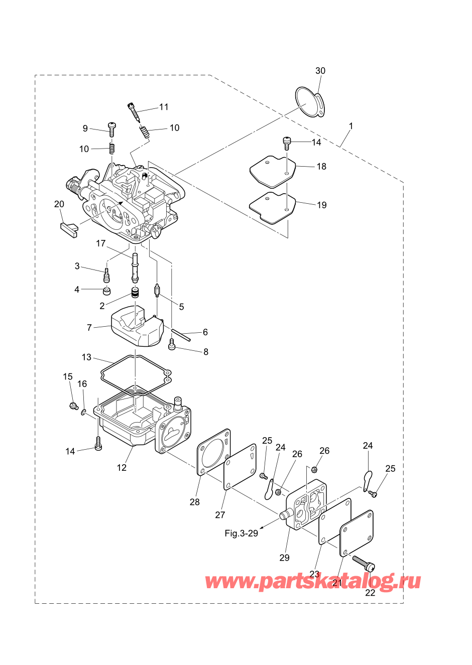 Tohatsu M15D2 (:002-21043-0AF) / Fig.04 Карбюратор 