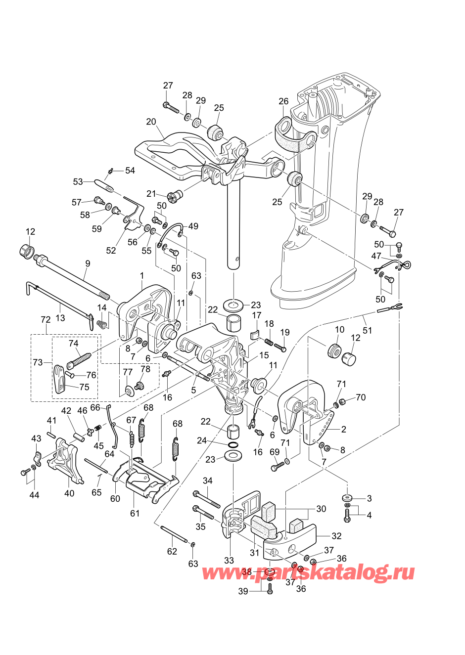 Tohatsu M15D2 (:002-21043-0AF) / Fig.10 Кронштейн 