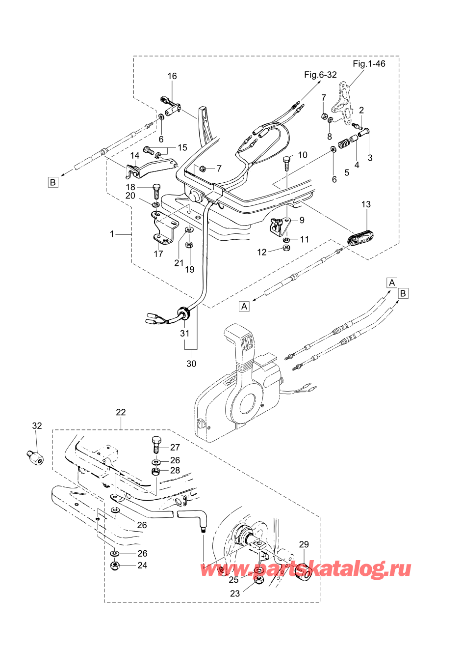 Tohatsu M15D2 (:002-21043-0AF) / Fig.14 Запчасти для дистанционного управления 