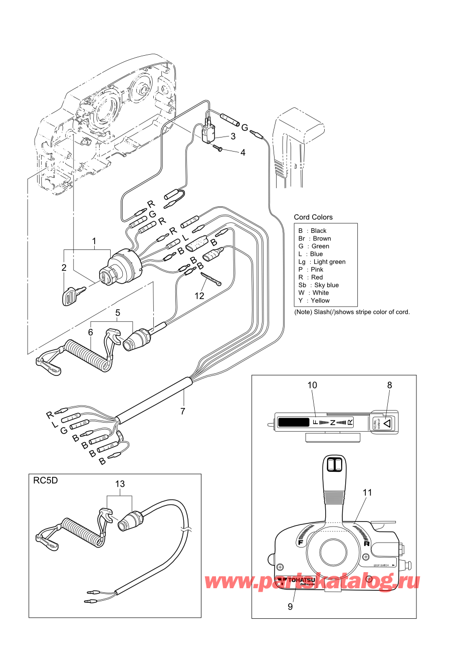 Tohatsu M15D2 (:002-21043-0AF) / Fig.18 детали и запчасти Of Дистанционное управление (Электрические части) 