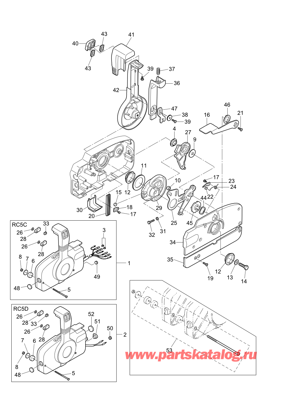 Tohatsu M15D2 (002-21043-0AG) / Fig.17 детали и запчасти Of Дистанционное управление 