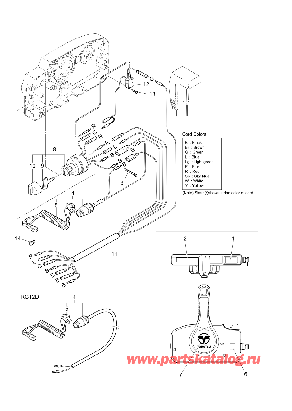 Tohatsu M15D2 (002-21043-0AH) / Fig.18 детали и запчасти Of Дистанционное управление (Электрические части) 