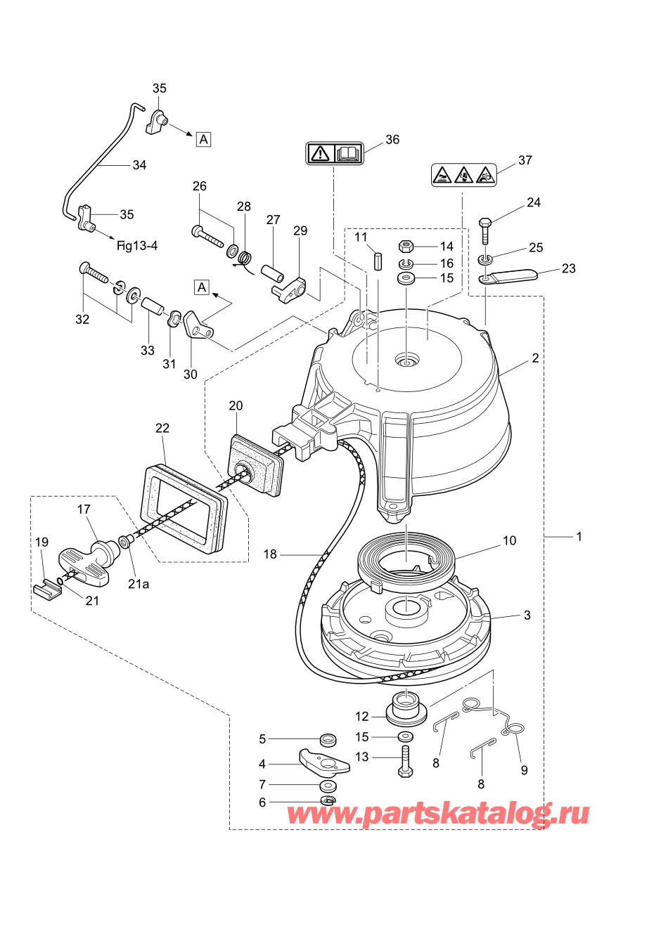 Tohatsu M15D2 (002-21043-0BA) / Fig.05 Барабанный стартер 