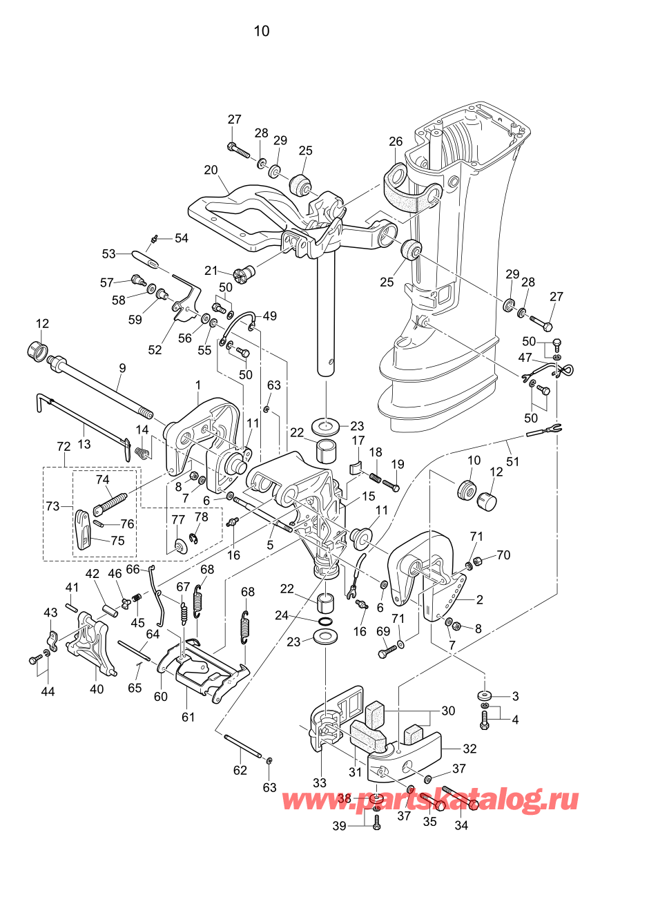 Tohatsu M15D2 (002-21043-0BB) / Fig.10 Кронштейн 