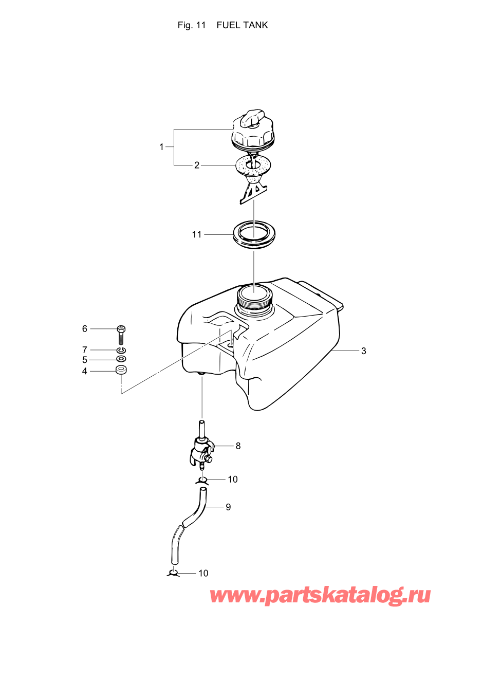 Tohatsu M2.5A2 (002-21040-8) / Fig.11 Топливный бак 