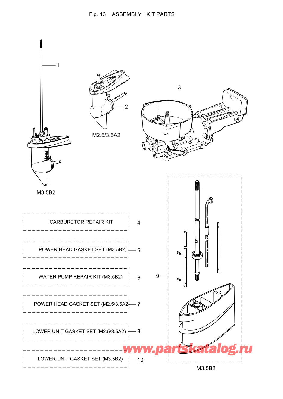 Tohatsu M2.5A2 (002-21040-8) / Fig.13 Assembly / Kit Parts 