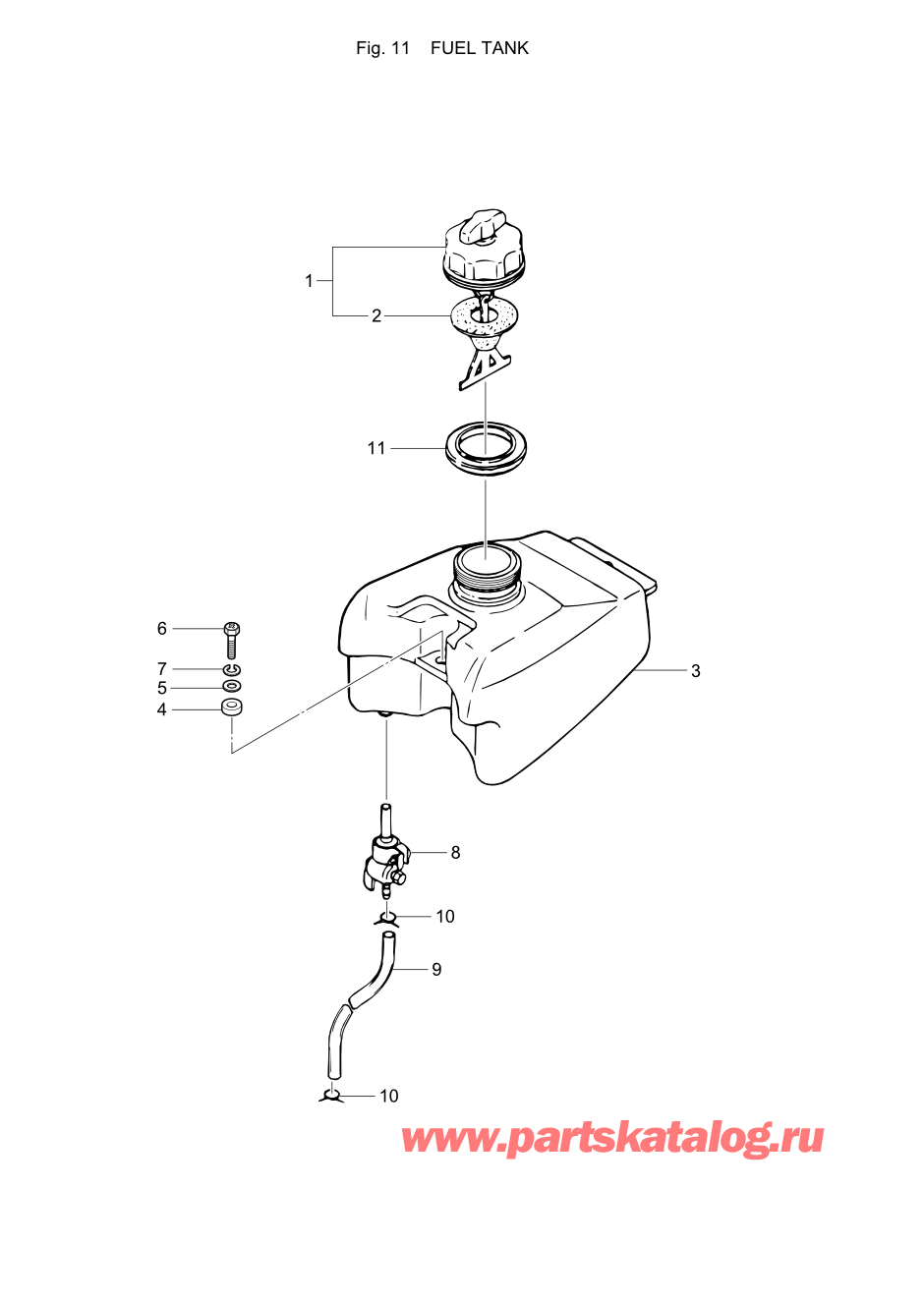 Tohatsu M2.5A2 (002-21040-9) / Fig.11 Топливный бак 