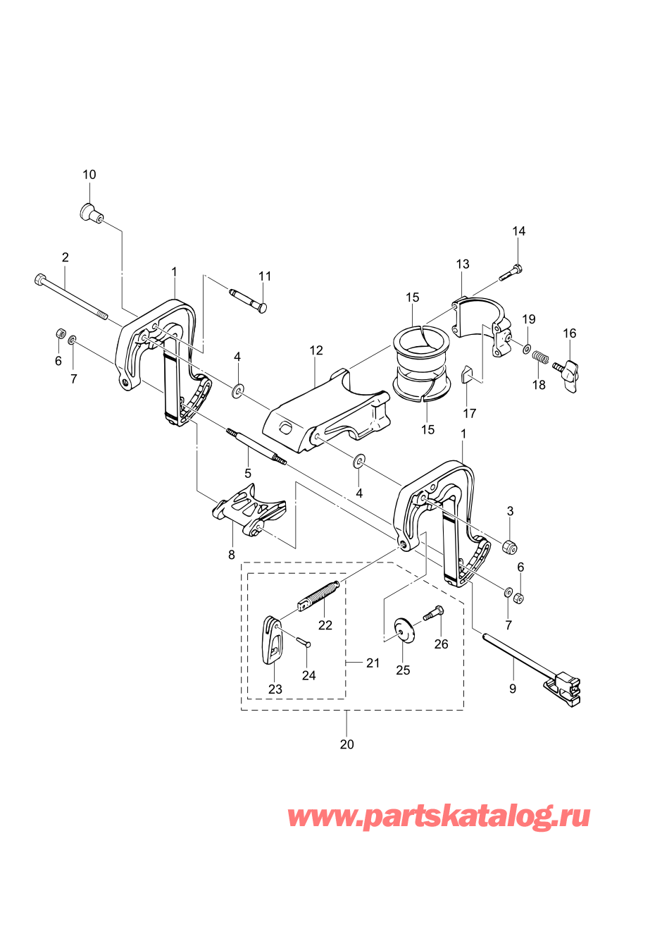 Tohatsu M2.5A2 (002-21040-0AF) / Fig.09 Кронштейн транца / Поворотный кронштейн 