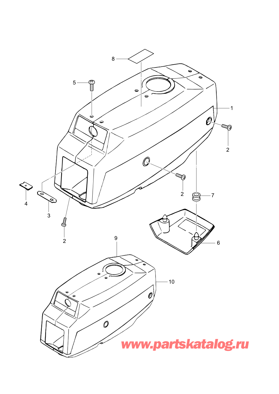 Tohatsu M2.5A2 (002-21040-0AF) / Fig.10 Верх капота 