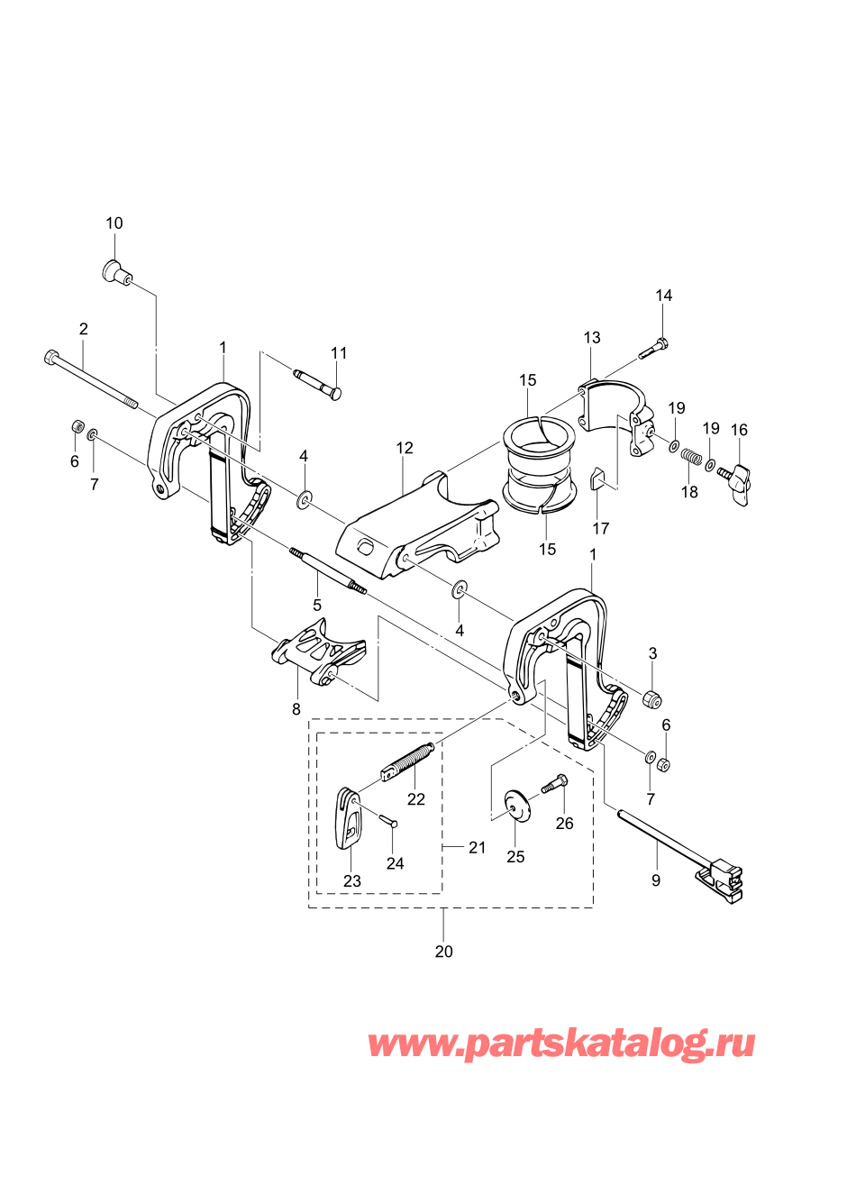 Tohatsu M2.5A2 (002-21040-0AG) / Fig.09 Кронштейн транца / Поворотный кронштейн 