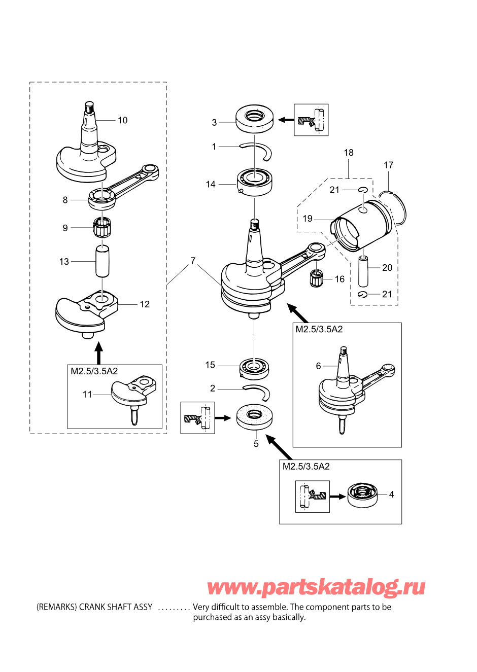 Tohatsu M3.5B2 (002-21040-0AG) / Fig.02 Поршень / Коленвал 