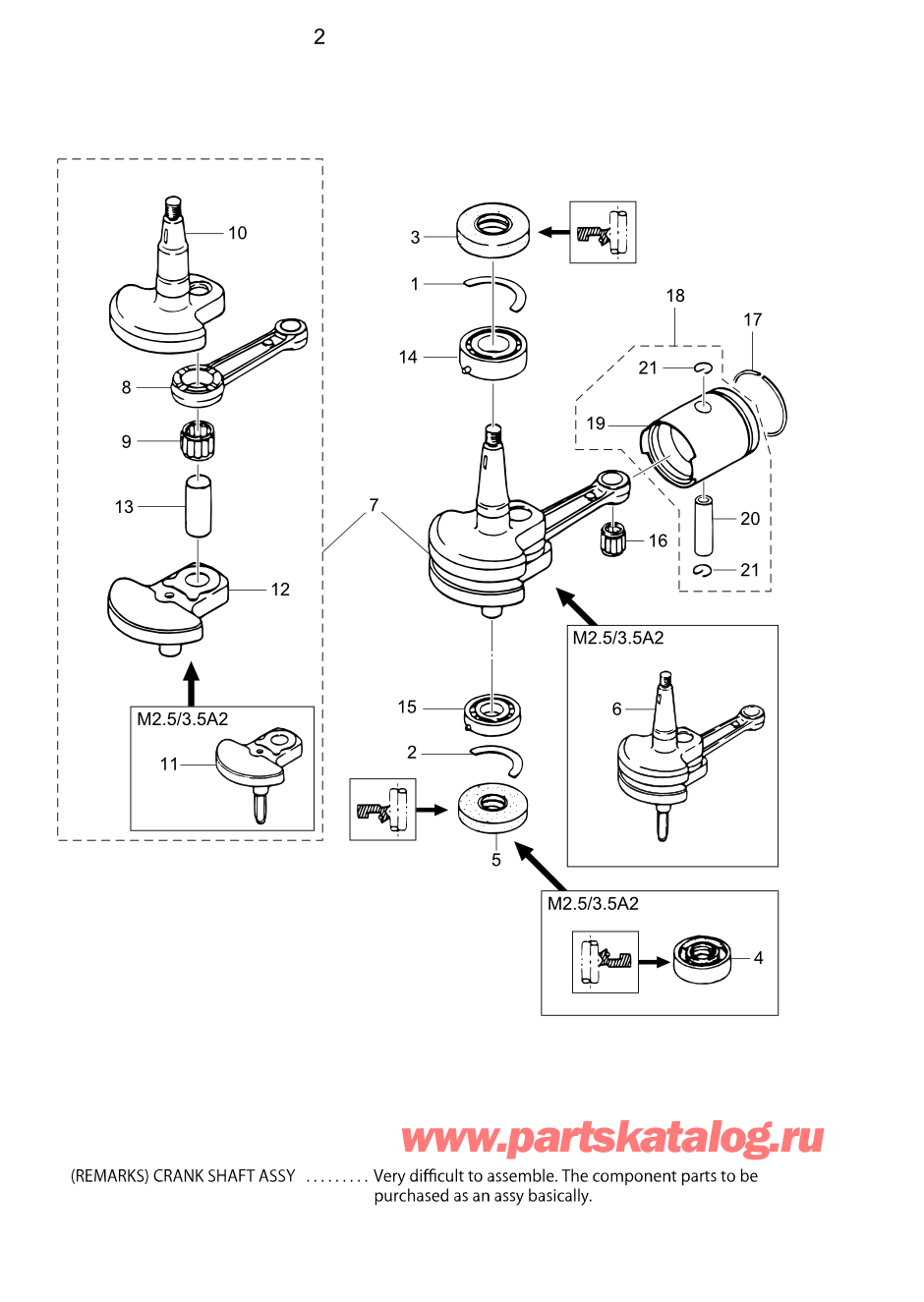 Tohatsu M3.5B2 (002-21040-0BA) / Fig.02 Поршень / Коленвал 