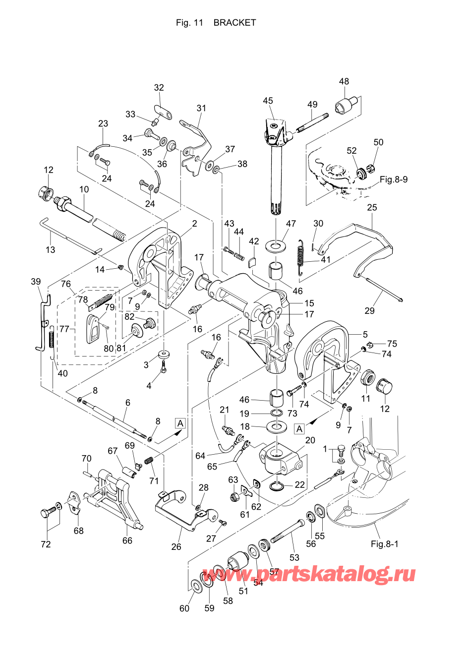 Tohatsu M40C (002-21035-7) / Fig.11 Кронштейн 