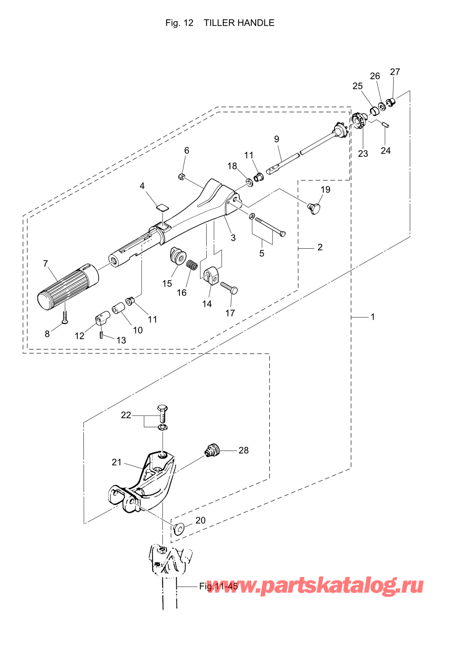 Tohatsu M40C (002-21035-7) / Fig.12 Румпель 