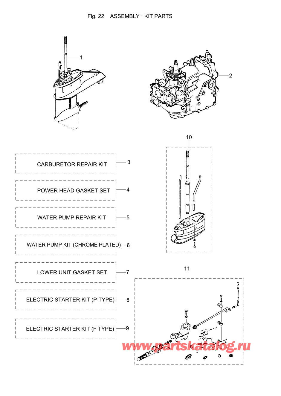 Tohatsu M40C (002-21035-7) / Fig.22 Assembly / Kit Parts 