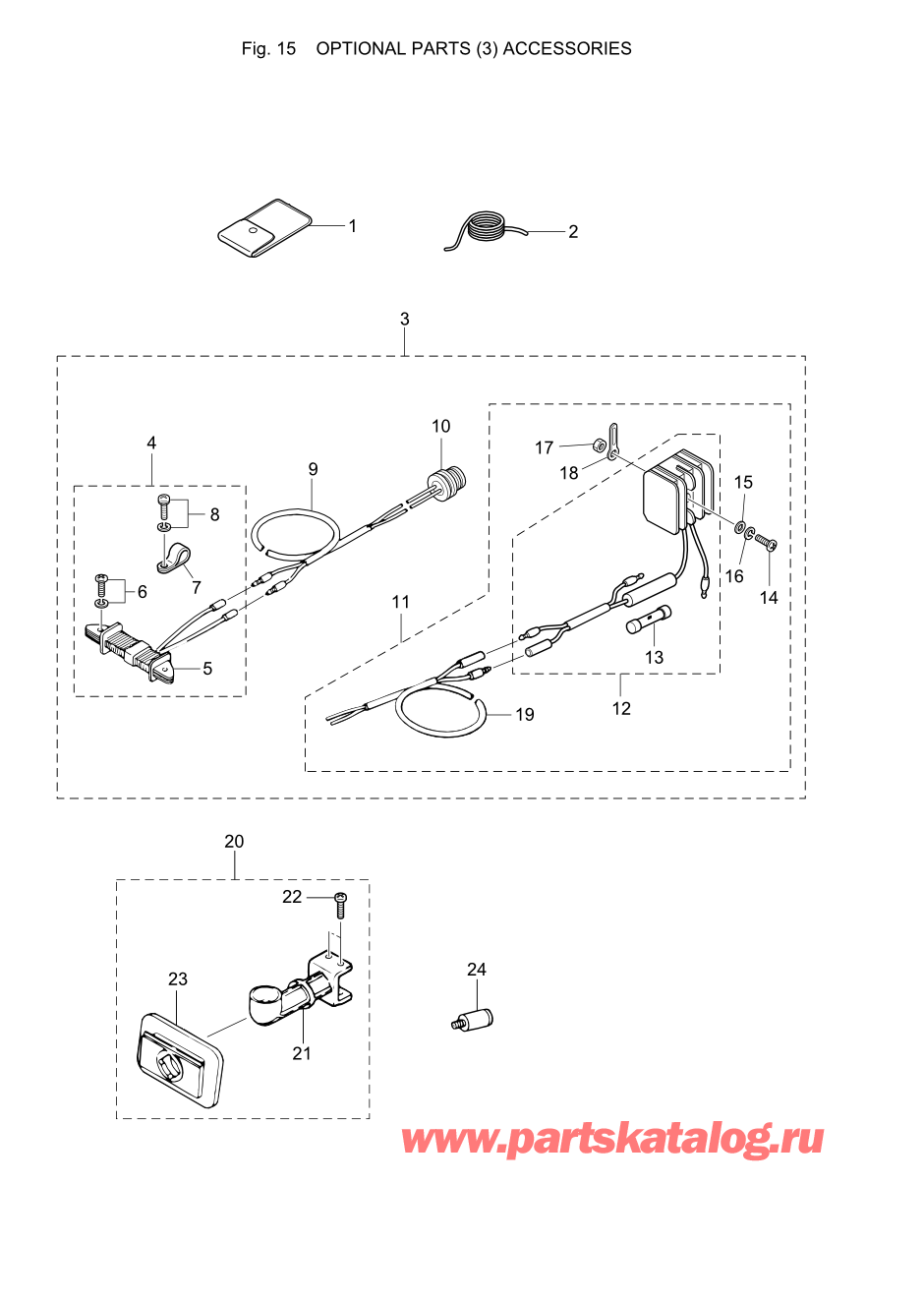 Tohatsu M5B (002-21005-A) / Fig.15 Дополнительные опции (3) Аксессуары 