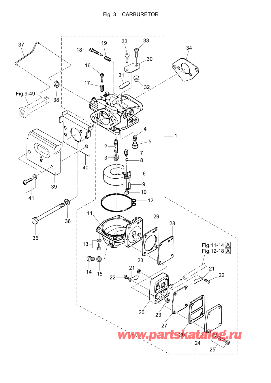 Tohatsu M5B (002-21005-B) / Fig.03 Карбюратор 