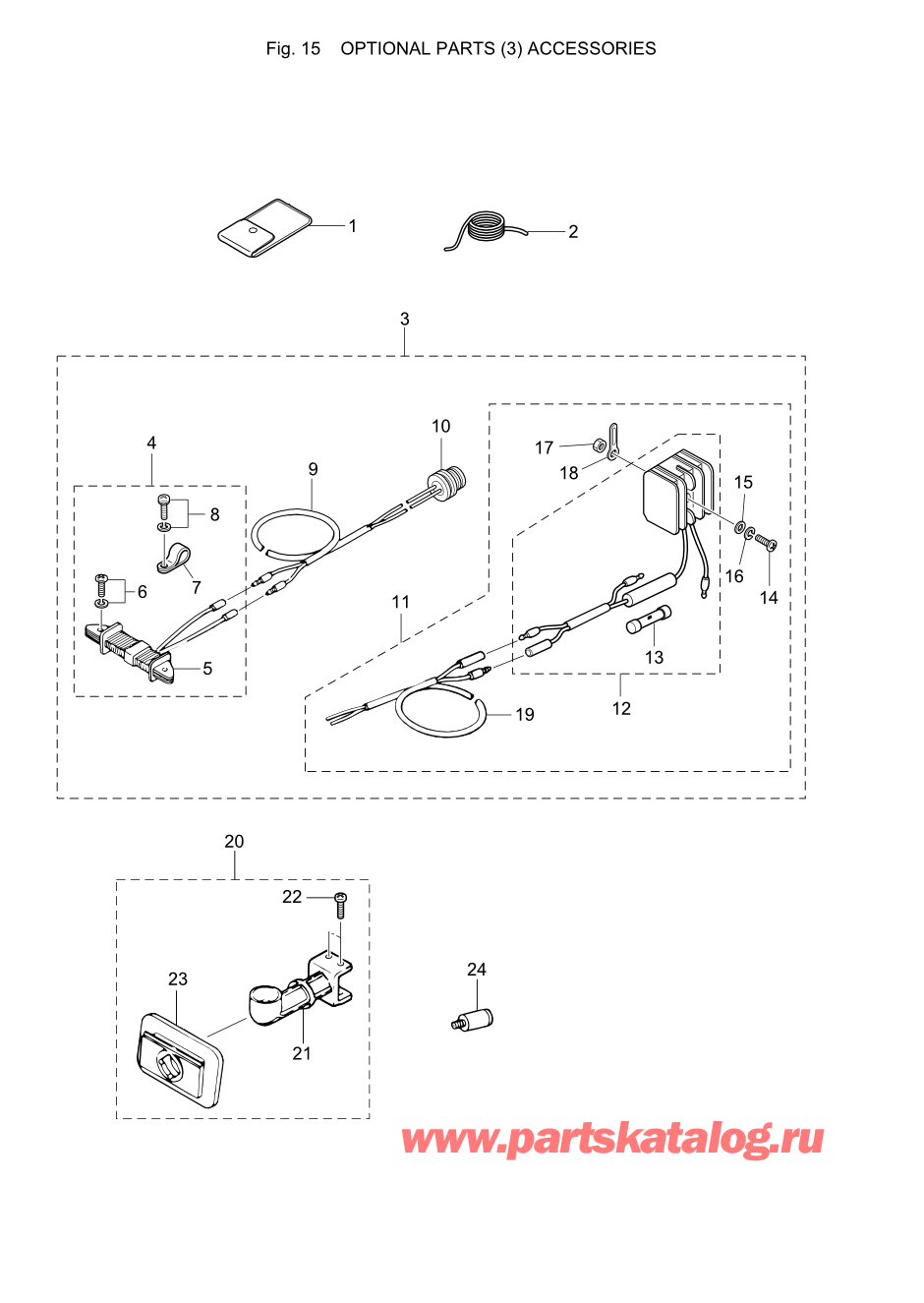 Tohatsu M5B (002-21005-B) / Fig.15 Дополнительные опции (3) Аксессуары 