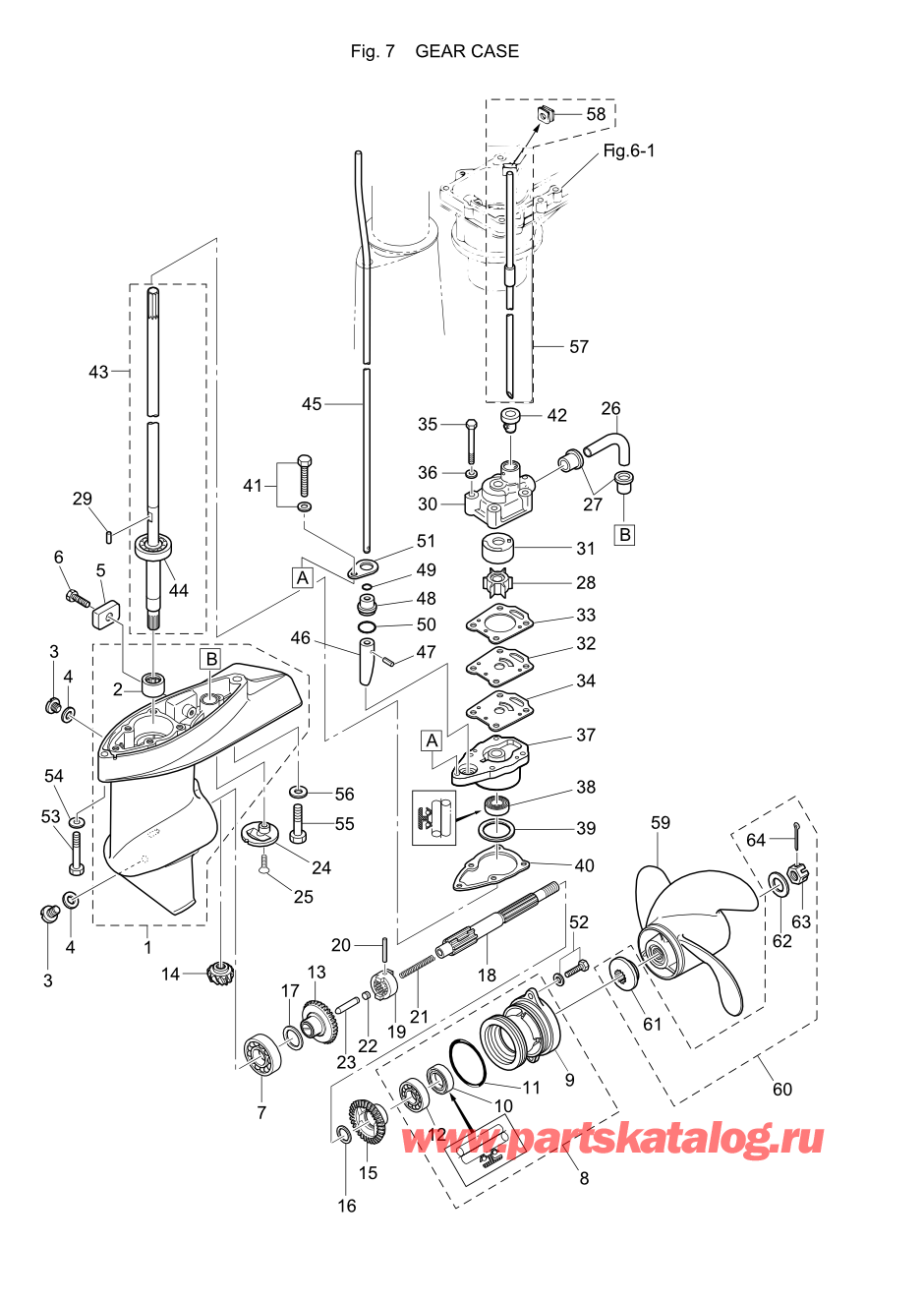 Tohatsu M5B (002-21005-0AE) / Fig.07 Картер коробки передач 