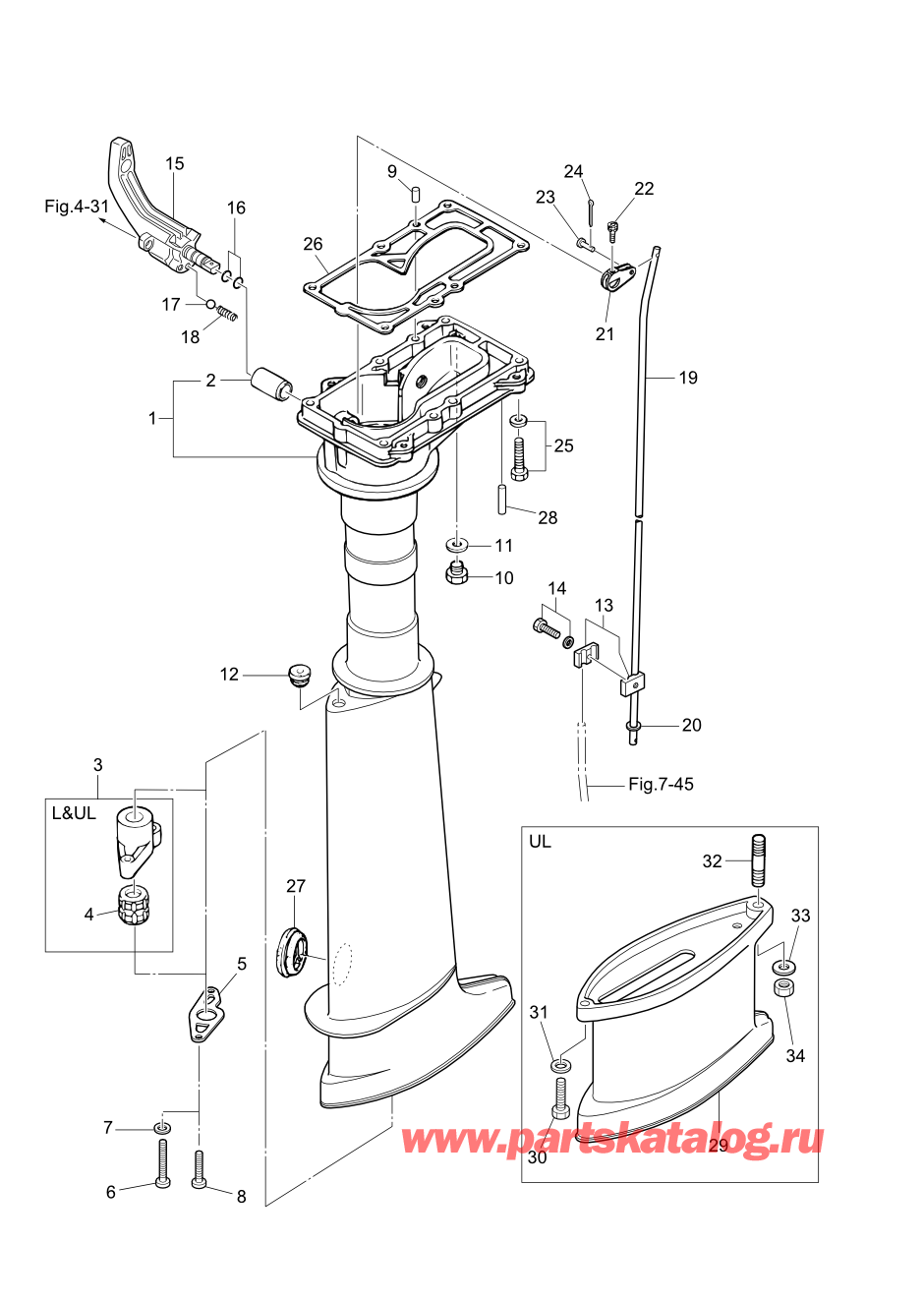 Tohatsu M5B (002-21005-0AF) / Fig.06 Корпус вала передачи / Переключатель 