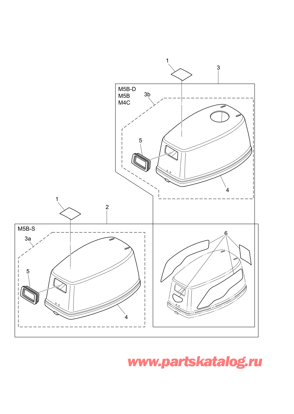 Tohatsu M5B (002-21005-0AF) / Fig.10 Верх капота 