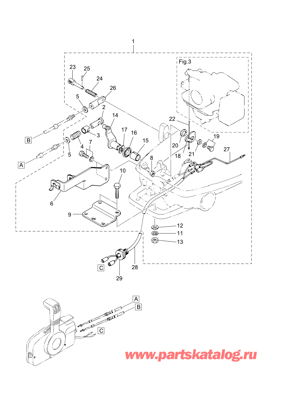 Tohatsu M5B (002-21005-0AF) / Fig.13 Дополнительные опции (1) Аксессуары (Дистанционное управление) 