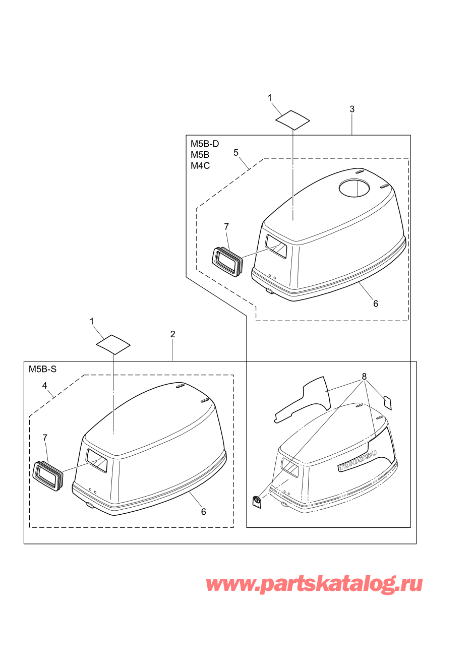 Tohatsu M5B (002-21005-0AG) / Fig.10 Верх капота 