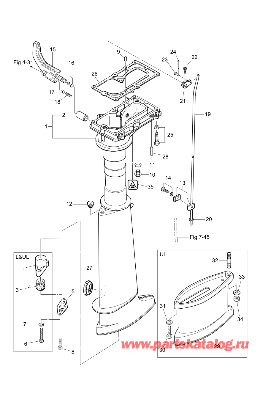 Tohatsu M5B (002-21005-0AH) / Fig.06 Корпус вала передачи / Переключатель 