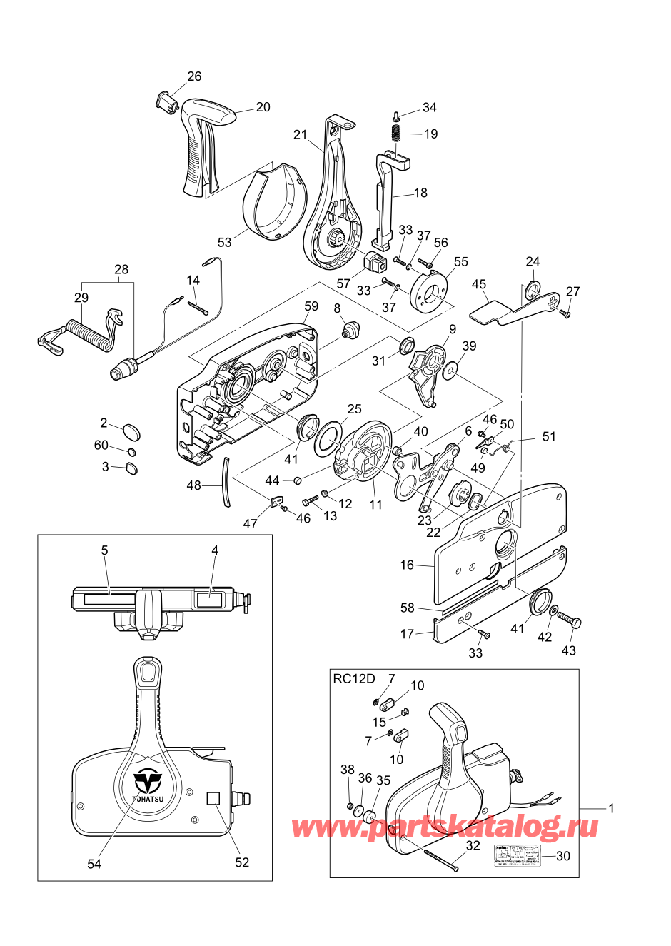 Tohatsu M5B (002-21005-0AH) / Fig.14 Дополнительные опции (2) Дистанционное управление в сборе 