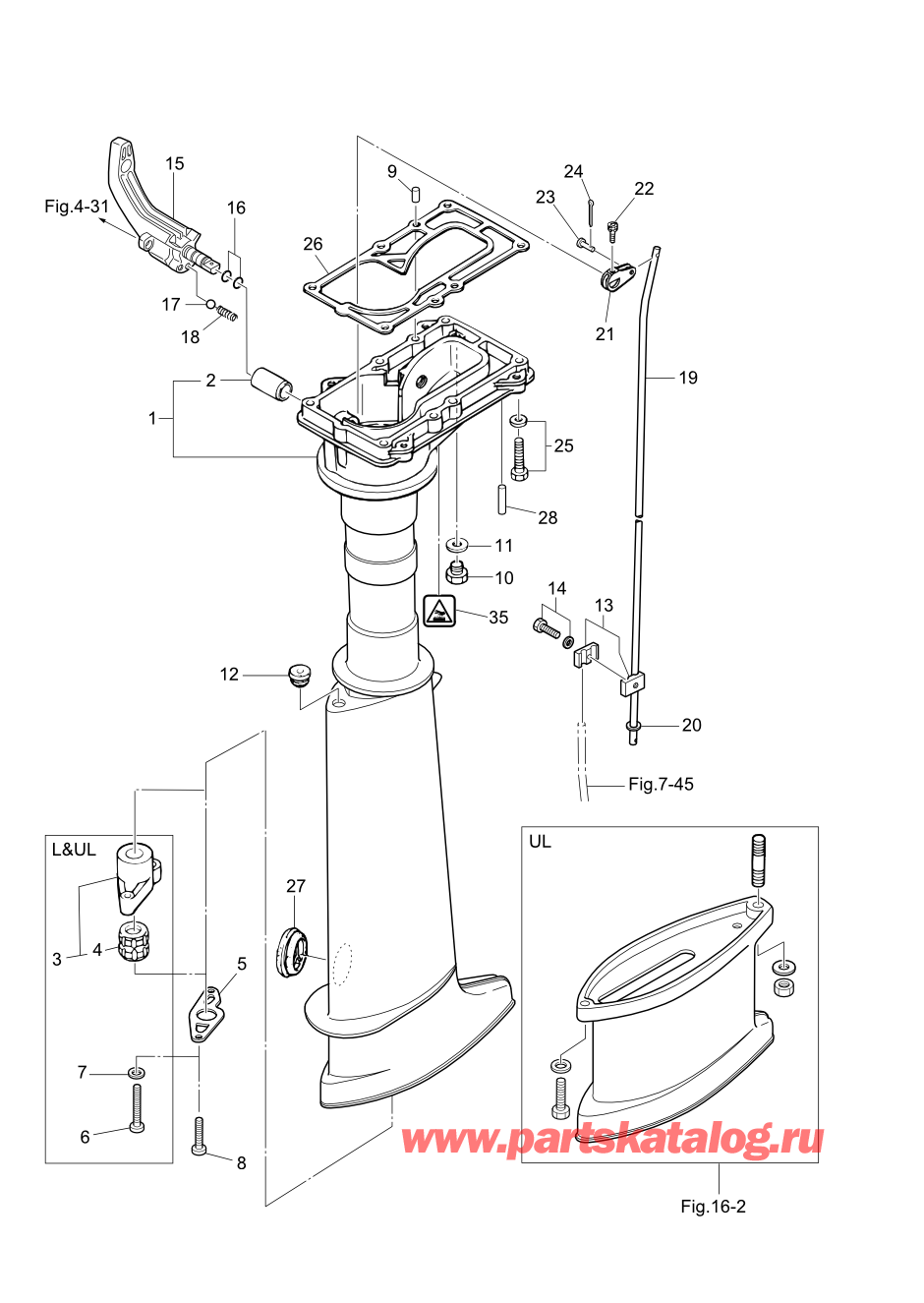 Tohatsu M5B (002-21005-0BX) / Fig.06 Корпус вала передачи / Переключатель 