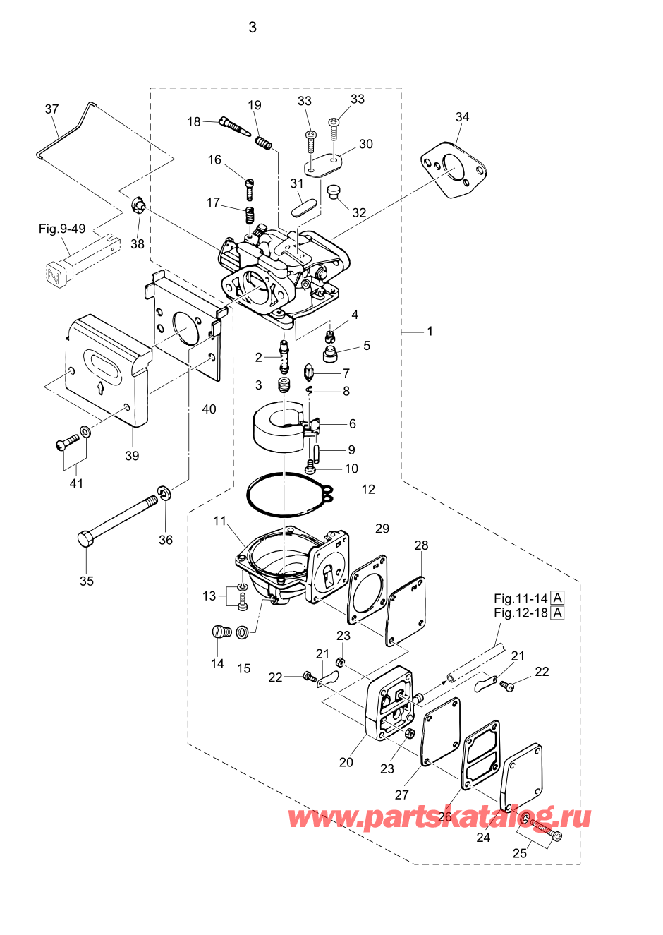 Tohatsu M5B (002-21005-0BA) / Fig.03 Карбюратор 