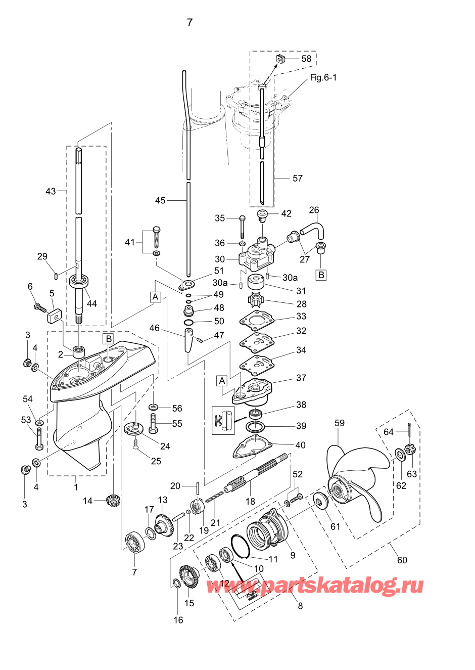 Tohatsu M5B (002-21005-0BA) / Fig.07 Картер коробки передач 