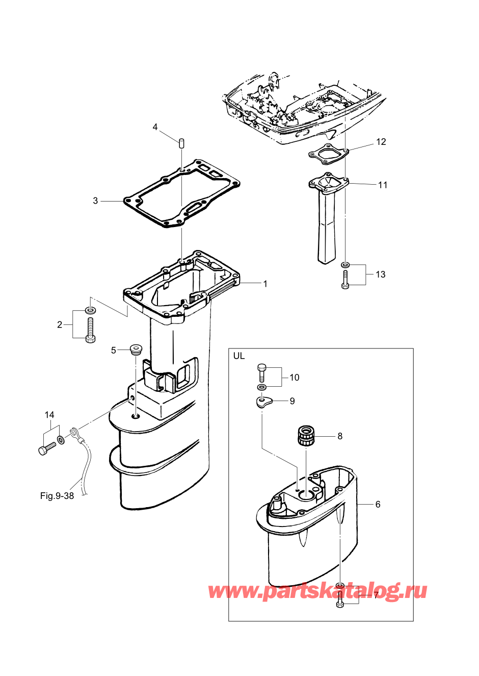 Tohatsu M6B (002-21030-0AF) / Fig.07 Корпус вала передачи 