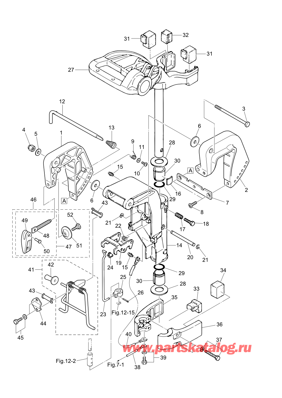 Tohatsu M6B (002-21030-0AF) / Fig.09 Кронштейн / Блокировка задней передачи 