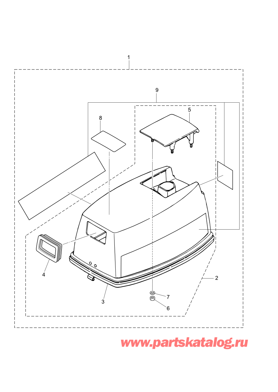 Tohatsu M6B (002-21030-0AF) / Fig.14 Верх капота 